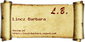 Lincz Barbara névjegykártya